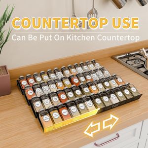 8-Piece Expandable Metal Iron Mesh <strong>Spice</strong> <strong>Drawer</strong> <strong>Organizer</strong> Kitchen Countertop Storage Rack for 48 <strong>Spice</strong> <strong>Jars</strong> Holder - Product Image 6