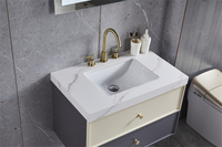Ensemble de meubles de salle de bain avec lavabo en MDF laqué et panneaux en mélamine, design moderne, avec miroir LED pour usage hôtelier