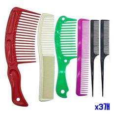 Juego de salón profesional de 6 peines para peinar el cabello mango de acero al carbono resistente al calor con cepillo de borde de diente de cerdas logotipo personalizado - Product Image 1