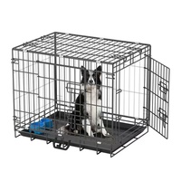 Cage pour chien pliable et portable en fil de fer avec plateau amovible, panneau de séparation et double porte – Transporteur et niche pour animaux de compagnie