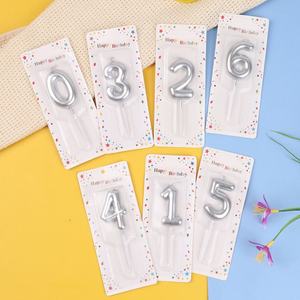 เทียนตัวเลข 0-9 สีทองและสีเงิน ของตกแต่งงานเลี้ยงวันเกิด บรรจุกล่องเคลือบทอง - Product Image 3