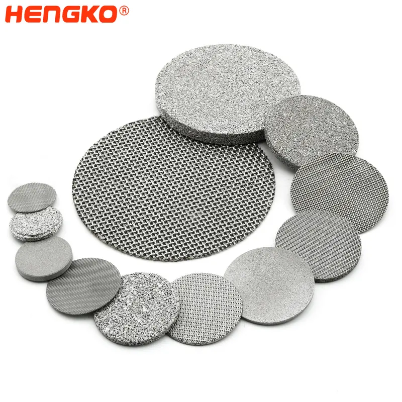 Sintered-disco de filtro de acero inoxidable para aceite hidráulico, filtro redondo y poroso, 304, 316L, 0,2-120um