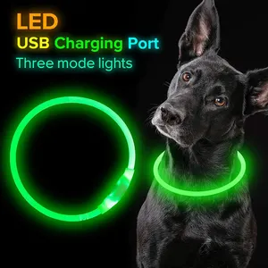 Nuevo diseño brillante LED USB recargable mascota perro collar luz Collar Multicolor luz intermitente brillante mascota gato perro LED Collar
