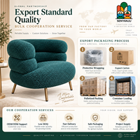 Fauteuil d'appoint moderne en tissu bouclé, fauteuil bas de gamme bleu ardoise pour salon, style américain et européen