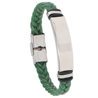 Bracelet en cuir en acier inoxydable pour hommes personnalisé populaire gravure personnelle Bracelet de sac en corde noire accessoires pour hommes
