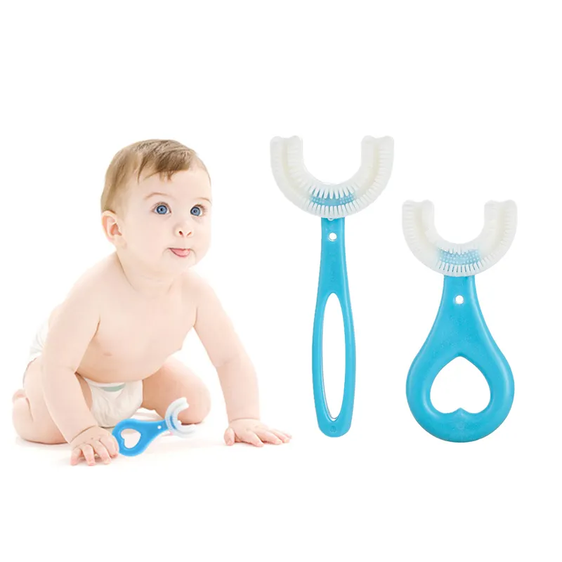 En trend ürünleri 2024 yeni Oral temizleme araçları silikon manuel U şekilli diş fırçası çocuk bebek için