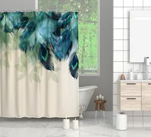 Cortina de banheiro para decoração de casa, flor à prova d'água de poliéster para chuveiro e banheiro