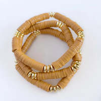 Nouveau design, bijoux Heishi tendance, bracelets extensibles bohèmes faits à la main en perles d'argile, bracelets perlés en polymère pour femmes