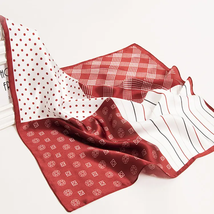 Scarf For Women OEM ODM Custom Digital Printing RPET Silk Designer Scarf Ladies Polyester Silk Satin RPET Scarves For Women