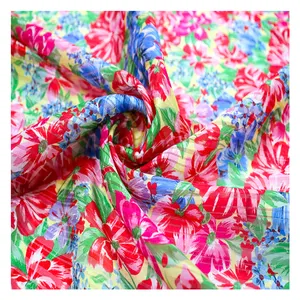 New Vintage Woven Printed Floral Chiffon Fabric 100% Jacquard Polyester Crinkle Embroidered Stripes Sequins