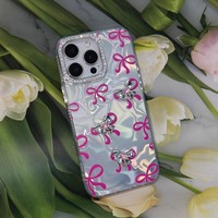 Coque de téléphone 3D Cœur Nœud Cerise pour iPhone X/11/12/13/14/15/16/17 Samsung Redmi OPPO VIVO – Étuis de protection pour femmes et filles