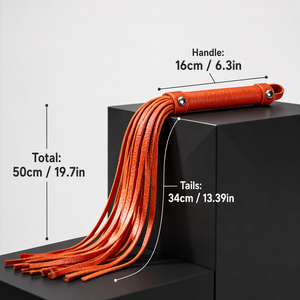 Flogger en cuir orange vif, stock USA, livraison en 3-7 jours, fouet premium à neuf queues avec clous en laiton pour l'entraînement - Product Image 4