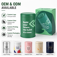 Boîte Métallique Cylindrique Personnalisée Écologique Hermétique pour Café, Boîte à Thé Matcha de Qualité Alimentaire avec Couvercle Vissé en Aluminium, Emballage