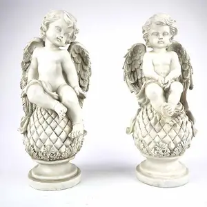 Outdoor Decor Cherub Angel Figurine Religious Retro Garden Resin Baby Angel Statue With Wing