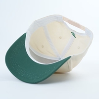 Yukaihe Fashion Op Maat Gemaakt Logo Geborduurde Baseballpet 5-Panel Cap Tweetonig Oxford Katoenen Stof Buitensport Groene Pet