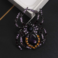 Broches fantaisie animales, épingles araignées et insectes rétro exagérées avec strass pour Halloween, accessoires vestimentaires personnalisés