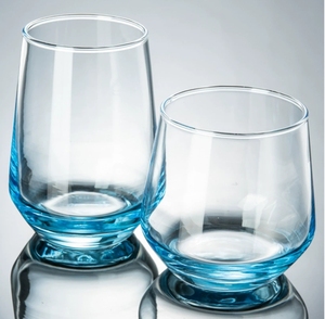 Bicchieri da Vino Senza Stelo con Fondo Colorato, <span class=keywords><strong>Bicchierini</strong></span> da Shot, Bicchieri a Forma di Uovo Senza Piombo, Bicchieri Highball 370/390ml - Product Image 1