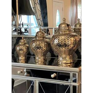 Jarrón de cerámica de arte Retro europeo, jarrón de suelo General hueco de plata dorada <span class=keywords><strong>barroca</strong></span> para adorno de entrada, decoración de habitación - Product Image 4