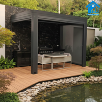 Sweet Home Maßgefertigte Motorisierte Bogen-Aluminium-Pergola Mit Integrierten Dachrinnen Lamellendach für Außenbereich Hinterhof Terrasse Garten Pool