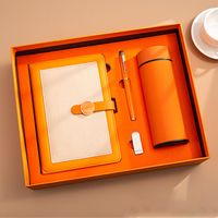 Nouveau design de cadeau d'affaires comprenant un stylo à bille métallique A5 en cuir PU, une tasse thermos et une clé USB, boîte 4-en-1 avec logo personnalisé