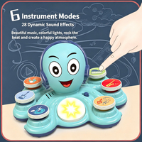 Jouet musical éducatif précoce Lucky Toys : Kit d'instruments de musique en plastique avec DJ Rock'n'Roll et pieuvre de dessin animé pour bébé