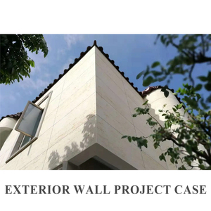 แผ่นหินอ่อนสีเบจครีมสีขาววิลล่าตกแต่งผนังขนาด600x1200มม. กระเบื้อง Travertine สำหรับผนังกลางแจ้ง - Product Image 3