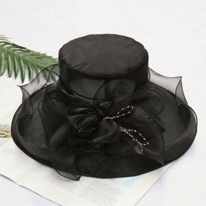 Sombreros de Sinamay de Ala Ancha con Flores para Mujer, Elegantes, para Iglesia, Venta al Por Mayor - Product Image 6