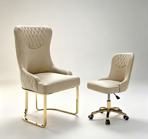 Juego de Sillas de Salón Acolchadas de Lujo, Silla de Estudio de Belleza de Cuero PU, Asiento Giratorio para Clientes con Base de Metal - Product Image 4