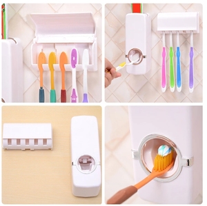 <b>Toothbrush</b> <b>Holder</b> Wall Toothpaste Dispenser Stand Dirt-proof Organizer Eco-Friendly Modern Travel Use Rose Red Plastic - Product Image 4