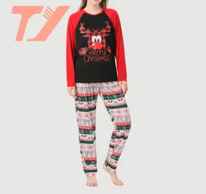 TUOYI Weihnachten Winter warmer weicher Pyjama Cartoon-Sets passende Weihnachtspyjamas für Familie Pyjama-Sets Familie passende Outfits