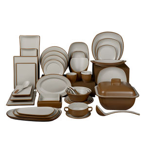 ベージュブラウンメラミン食器: 耐久性、安全 & スタイリッシュな毎日の使用 - Product Image 1