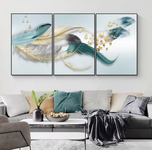 Luce moderna di lusso <span class=keywords><strong>soggiorno</strong></span> <span class=keywords><strong>parete</strong></span> decorativa arte cornice di piume tela da <span class=keywords><strong>parete</strong></span> arte cristallo arte porcellana <span class=keywords><strong>decorazione</strong></span> della casa del pittore - Product Image 1