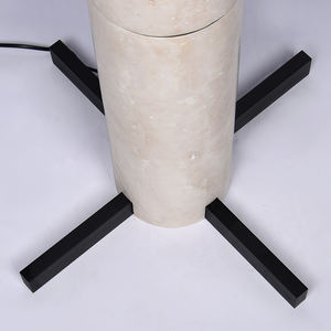 Lampe de sol cylindrique moderne en albâtre avec base croisée, effet marbre LED, pour hôtel, salon et chambre à coucher - Product Image 5