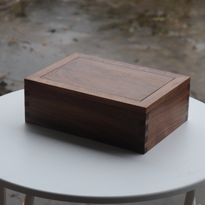 Boîte de rangement en noyer noir écologique faite à la main à trois compartiments avec couvercle rabattable, joint en queue d'aronde, <span class=keywords><strong>bois</strong></span> massif, style vintage, organisateur de bureau - Product Image 3