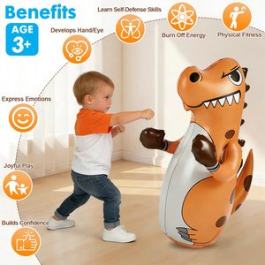Sac de frappe gonflable dinosaure ultime pour enfants, 47 pouces, sac de frappe gonflable pour les 3 à 14 ans, jouet rebondissant, cadeau - Product Image 4