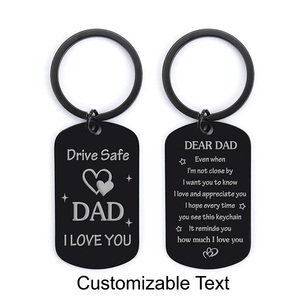 Llavero Personalizado de Acero Inoxidable Negro al por Mayor, Regalo de Cumpleaños para Papá, Llavero con Mensaje 'Conduzca con Seguridad', Regalo del Día del Padre - Product Image 1