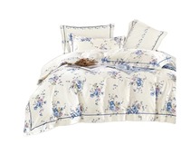 Parure de lit 4 pièces moderne en coton tissé imprimé motif végétal 200 fils/cm² personnalisable toutes saisons pour la maison et l'hôtellerie