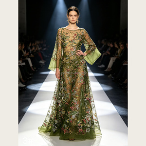 Tissu en <span class=keywords><strong>tulle</strong></span> de nylon écologique <span class=keywords><strong>transparent</strong></span> G4129 à largeur complète, brodé de sequins dégradés à motifs floraux, idéal pour les mariages et les robes de mariée Morandi - Product Image 2