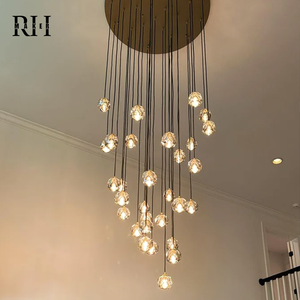 Lampadario Rotondo RHMAKER in Vetro Trasparente e Metallo, Stile Nord Americano, con Sorgente Luminosa Regolabile, per <span class=keywords><strong>Arredamento</strong></span> Casa - Product Image 6