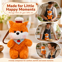 Peluche renard à rayures avec fraise, jouet en peluche orange doux, cadeau personnalisable