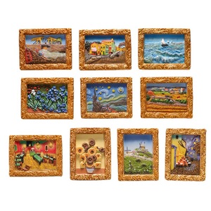 Aimants de réfrigérateur créatifs, peintures célèbres du monde entier, série <span class=keywords><strong>Van</strong></span> <span class=keywords><strong>Gogh</strong></span>, ciel étoilé, tournesol, style nordique, résine 3D magnétique - Product Image 4