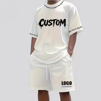 Ensemble de t-shirts et shorts de sport pour homme, personnalisés, à manches courtes, sublimation, col rond, coupe ample, shorts à cordon de serrage