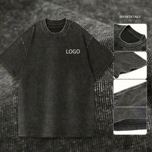 High Quality Acid Wash T-Shirt Distressed Retro Oversized Tshirt Custom Mens Vintage Washed T Shirt - Product Image 4