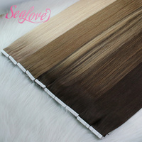 Extensions de cheveux humains en gros, double trame, à bandes adhésives, couleur Balayage, ondulation Water Wave, extensions régulières à bandes adhésives