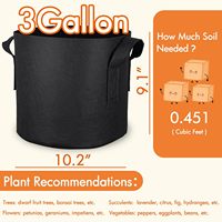 Sacs de culture en tissu non tissé pour plantes de toutes tailles (1/2/3 gallons) avec poignées, logo personnalisé et plusieurs couleurs