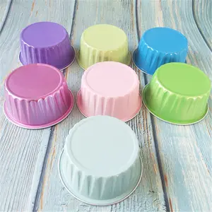 125ML yuvarlak mini tek kullanımlık alüminyum folyo yiyecek kabı için kek kalıbı kek pişirme yardımcı Ramekin bardak