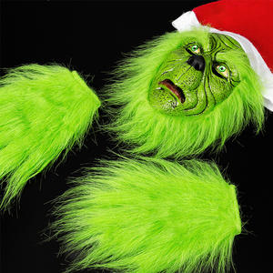 Máscara de Látex del <span class=keywords><strong>Grinch</strong></span>, Accesorio de Disfraz Verde Peludo para Fiestas, Halloween, Navidad, Bar, Cubrecabezas, Logotipo Personalizado, Cubre Rostro Ligero de PC - Product Image 3