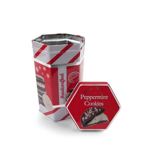 Caja de Metal Hexagonal Decorativa para Galletas de Chocolate con Impresión Personalizada - Product Image 1