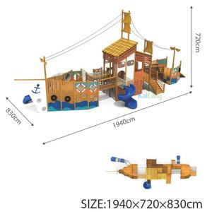 ملعب سفينة القراصنة للأطفال، معدات خارجية للأطفال، قارب للتمارين والترفيه، ملعب خشبي للراحة - Product Image 2