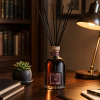 Bouteille en verre vide transparente ronde pour diffuseur de parfum 50ml 250ml 500ml 1000ml avec bâtonnets en rotin, logo personnalisé, vente en gros